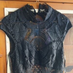 Bebe Black Battenburge Lace Dress 6